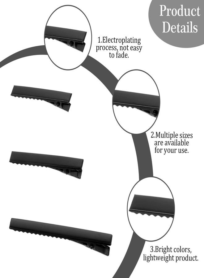 Guduling 60 Pcs Black Alligator Clips, Small Black Alligator Hair Clips, Mini Alligators Clip, Flat Top With Teeth For Women Hairbow Diy Art Craft Projects 4.5/5.6/7.5cm - Image 4